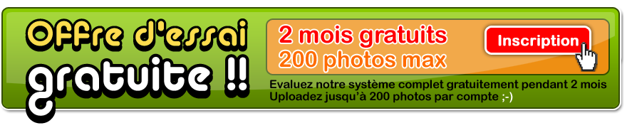 Offre d'�valuation gratuite pendant deux mois, album photo s�curis�, stockage de photos en ligne.